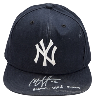 2009 CC Sabathia Game Used and Signed/Inscribed New York Yankees Hat (MLB Authenticated)